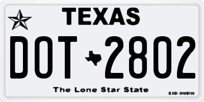 TX license plate DOT2802