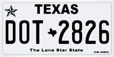 TX license plate DOT2826
