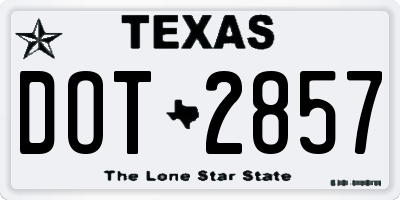 TX license plate DOT2857