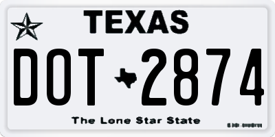 TX license plate DOT2874