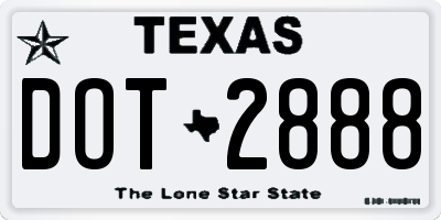 TX license plate DOT2888