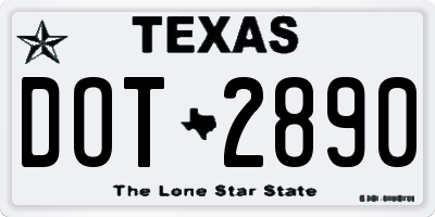 TX license plate DOT2890