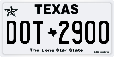 TX license plate DOT2900