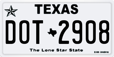 TX license plate DOT2908