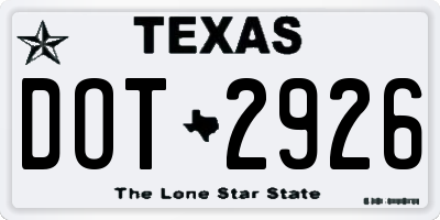 TX license plate DOT2926