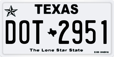 TX license plate DOT2951