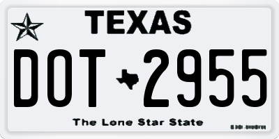 TX license plate DOT2955