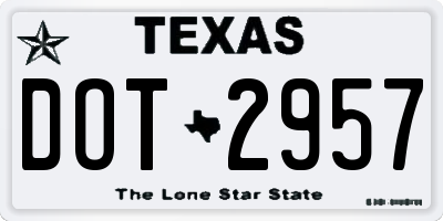 TX license plate DOT2957