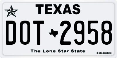 TX license plate DOT2958