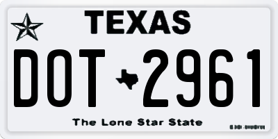 TX license plate DOT2961
