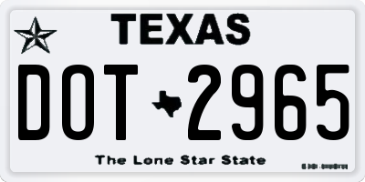 TX license plate DOT2965