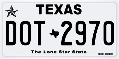 TX license plate DOT2970