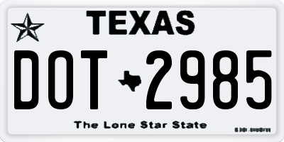 TX license plate DOT2985