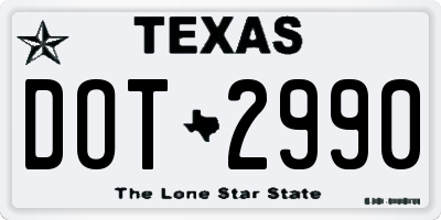TX license plate DOT2990