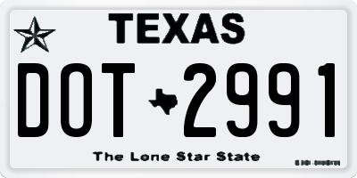 TX license plate DOT2991