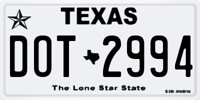TX license plate DOT2994