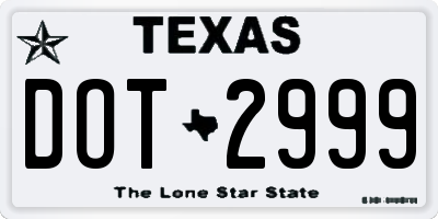TX license plate DOT2999