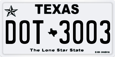 TX license plate DOT3003