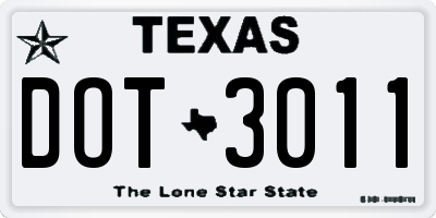 TX license plate DOT3011