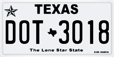 TX license plate DOT3018