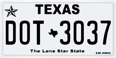 TX license plate DOT3037