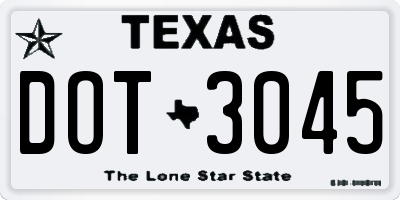 TX license plate DOT3045