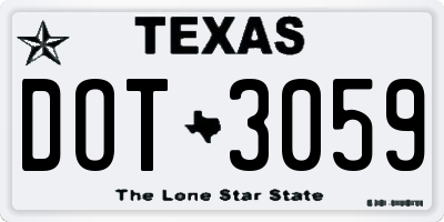 TX license plate DOT3059