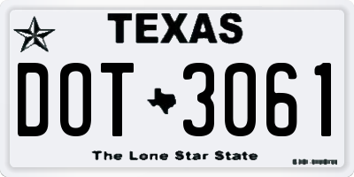TX license plate DOT3061