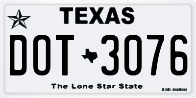 TX license plate DOT3076