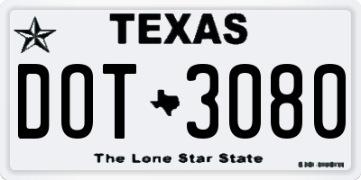 TX license plate DOT3080