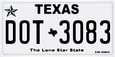 TX license plate DOT3083