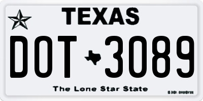 TX license plate DOT3089