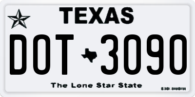 TX license plate DOT3090