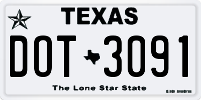 TX license plate DOT3091