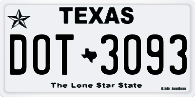 TX license plate DOT3093