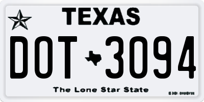 TX license plate DOT3094