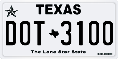 TX license plate DOT3100
