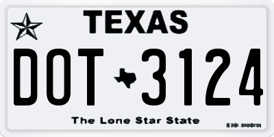 TX license plate DOT3124