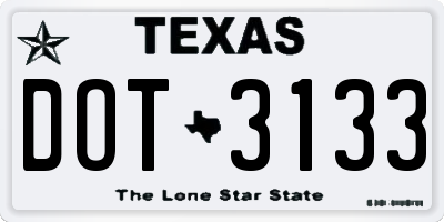 TX license plate DOT3133