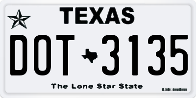 TX license plate DOT3135