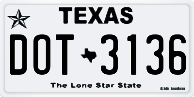 TX license plate DOT3136