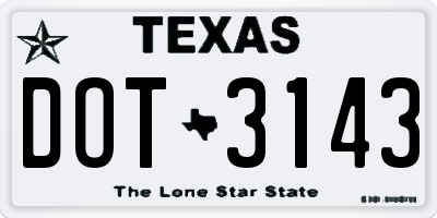TX license plate DOT3143