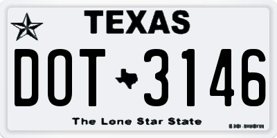 TX license plate DOT3146