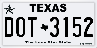 TX license plate DOT3152