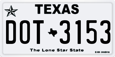 TX license plate DOT3153