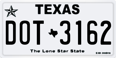 TX license plate DOT3162