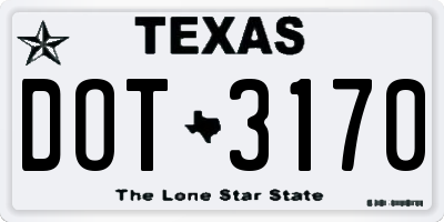 TX license plate DOT3170