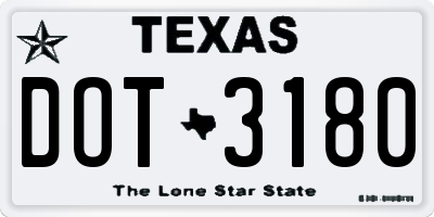 TX license plate DOT3180