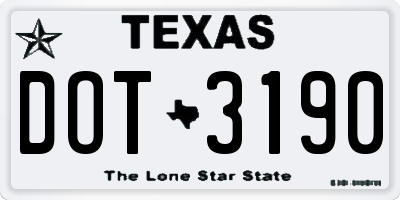 TX license plate DOT3190