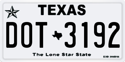 TX license plate DOT3192